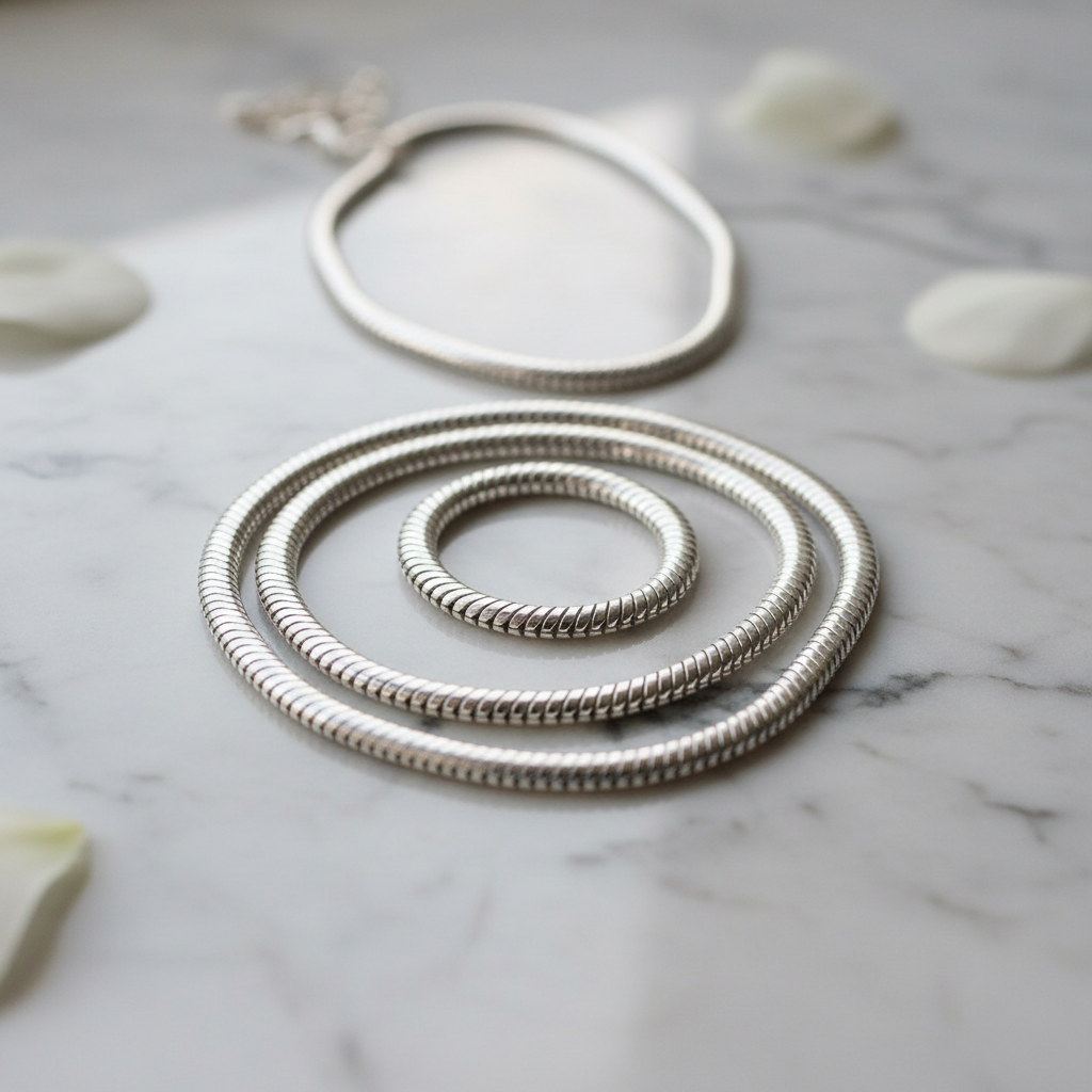 Collier chaîne serpent argent sterling 925 — Collection Mavero Prestige