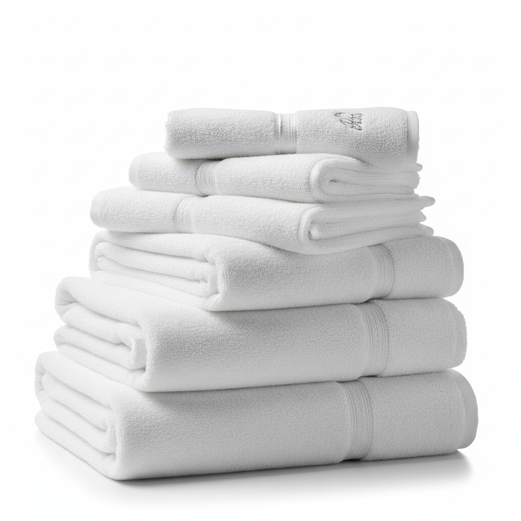 Set de serviettes de bain blanches moelleuses qualité hôtel spa