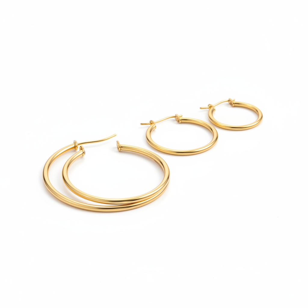Boucles d’Oreilles Créoles Dorées Set 3 Tailles Mavero Beauty