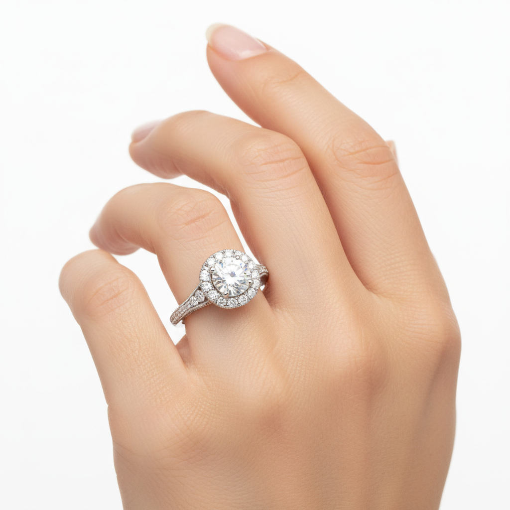 Bague Halo portée