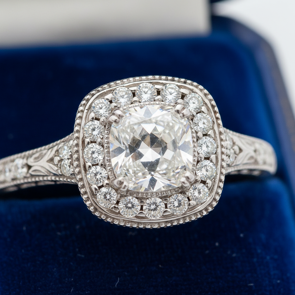 Détail halo diamants