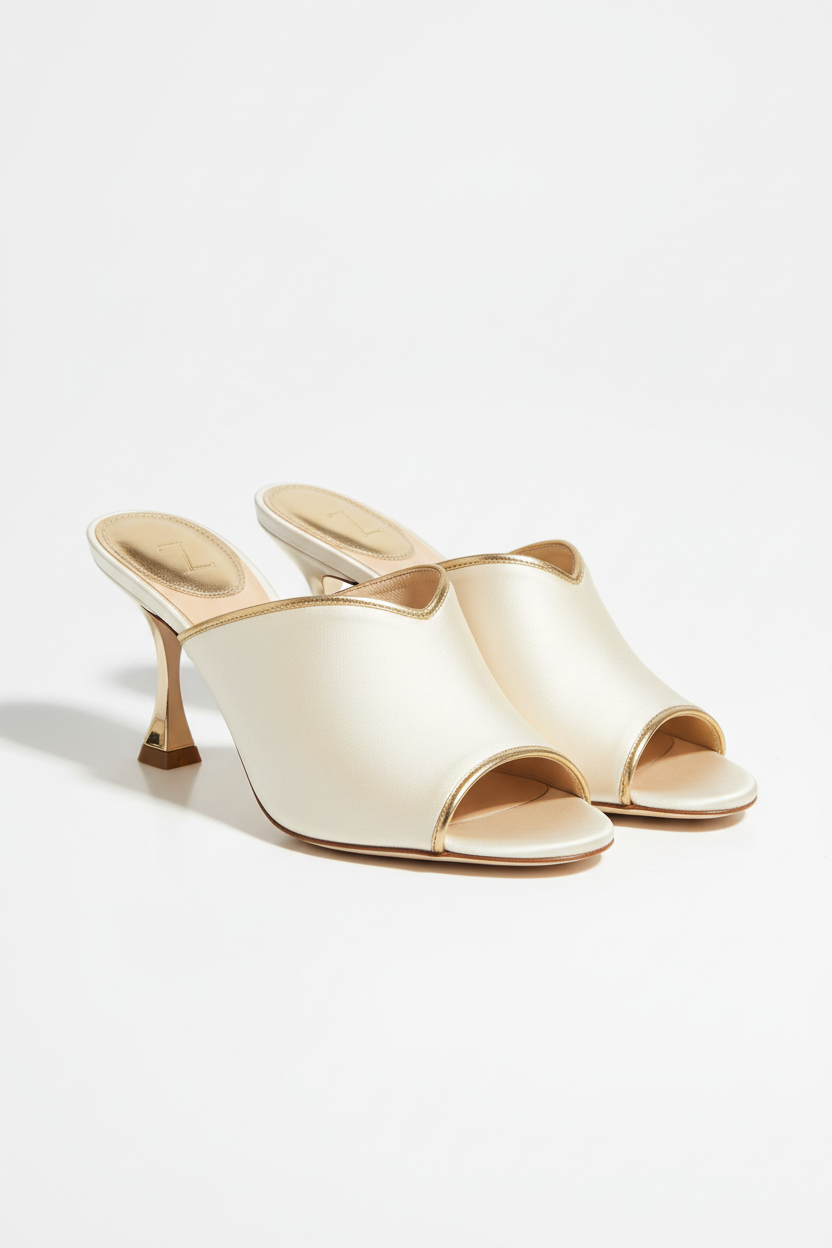Mules luxueuses pour femme en cuir satiné premium, design minimaliste élégant