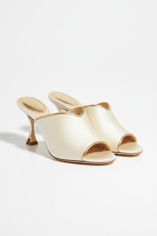 Mules luxueuses pour femme en cuir satiné premium, design minimaliste élégant