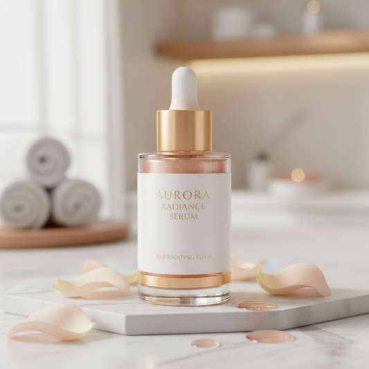Sérum visage luxueux or colloïdal et rétinol en flacon compte-gouttes verre premium