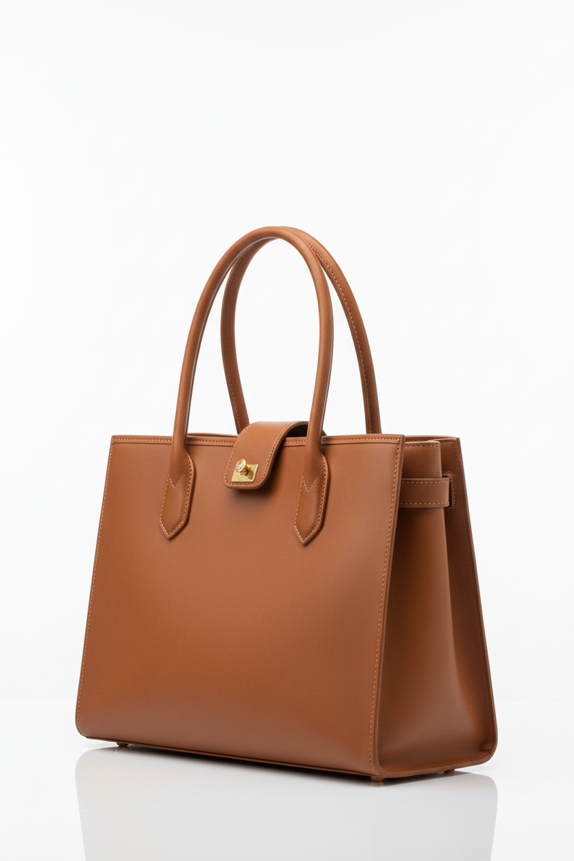 Sac tote luxueux pour femme en cuir pleine fleur premium avec ferrures dorées