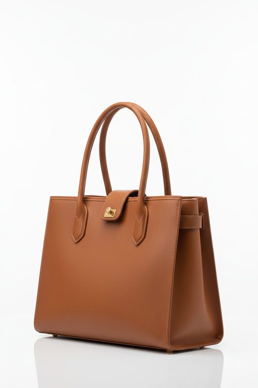 Sac tote luxueux pour femme en cuir pleine fleur premium avec ferrures dorées