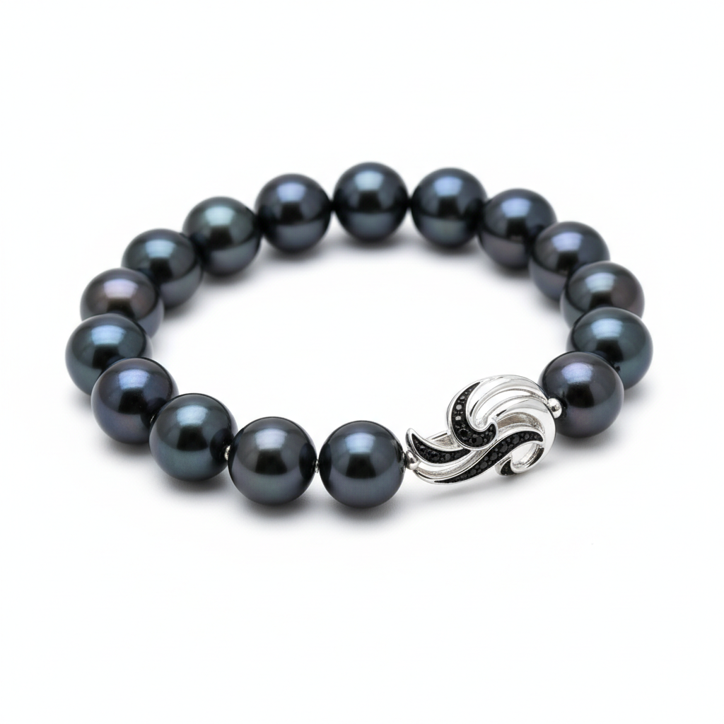 Bracelet perles noires élégant