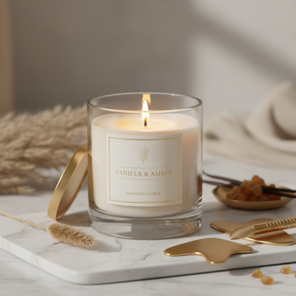 Bougie de Massage Luxe Vanille & Ambre – Mavero