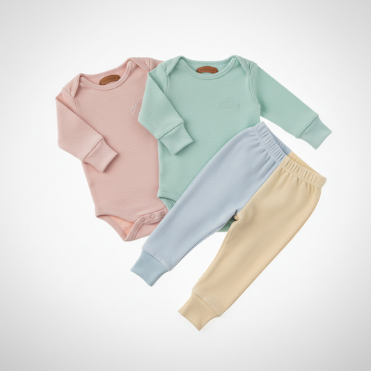 Ensemble de vêtements doux pour bébé en couleurs pastel