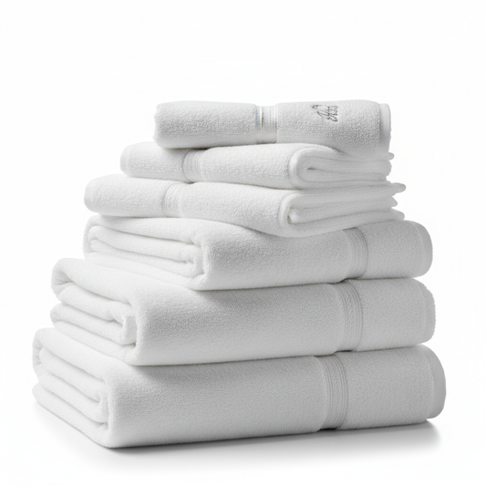 Set de serviettes de bain blanches moelleuses qualité hôtel spa