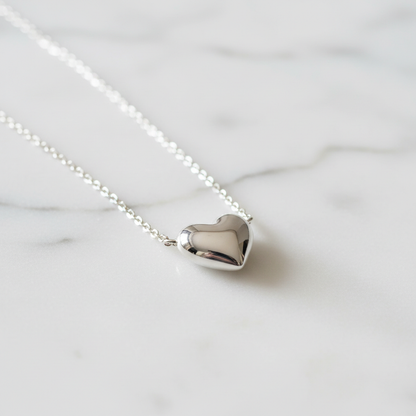 Collier argent avec pendentif coeur romantique