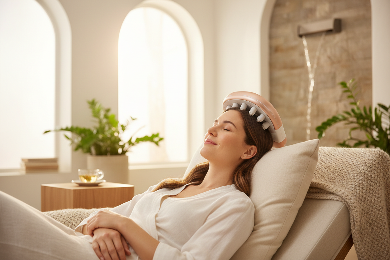 Masseur de Tête en utilisation - Relaxation