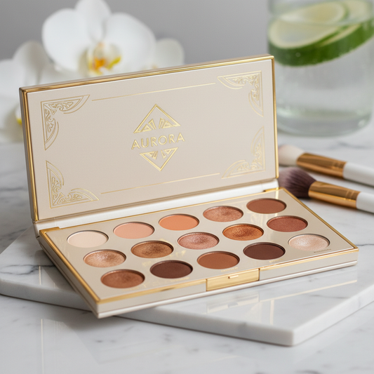Palette yeux luxueuse 12 teintes dans coffret métal doré premium
