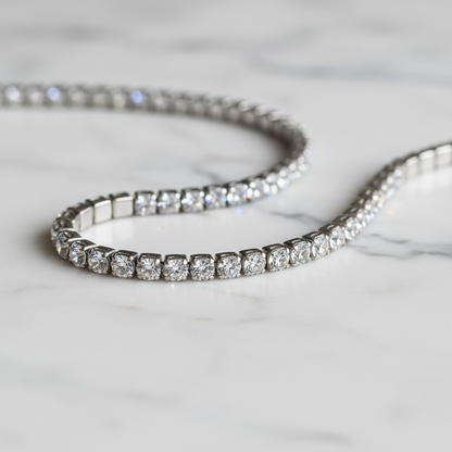 Bracelet tennis argent avec cristaux scintillants
