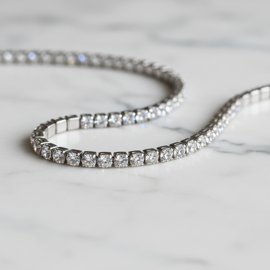 Bracelet tennis argent avec cristaux scintillants