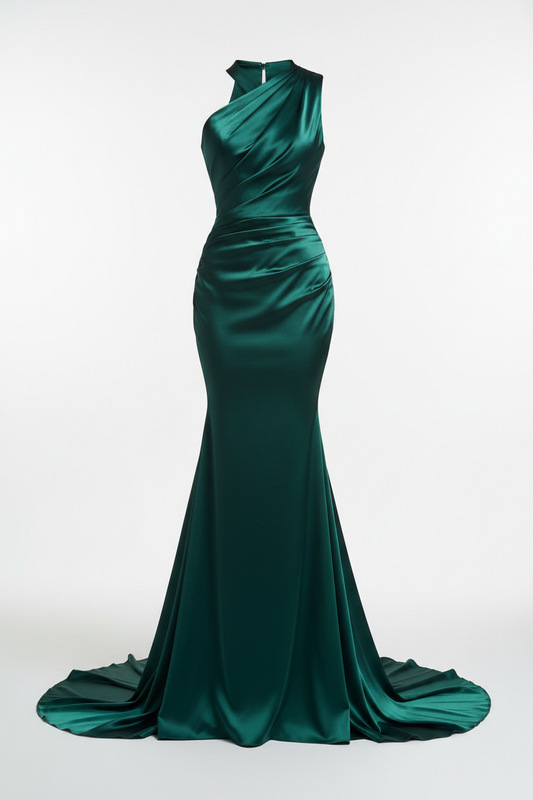 Robe de soirée luxueuse pour femme en tissu satiné premium