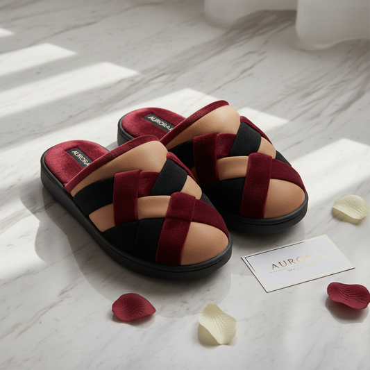 Pantoufle Mémoire de Forme Premium – Noir, Taupe, Bordeaux