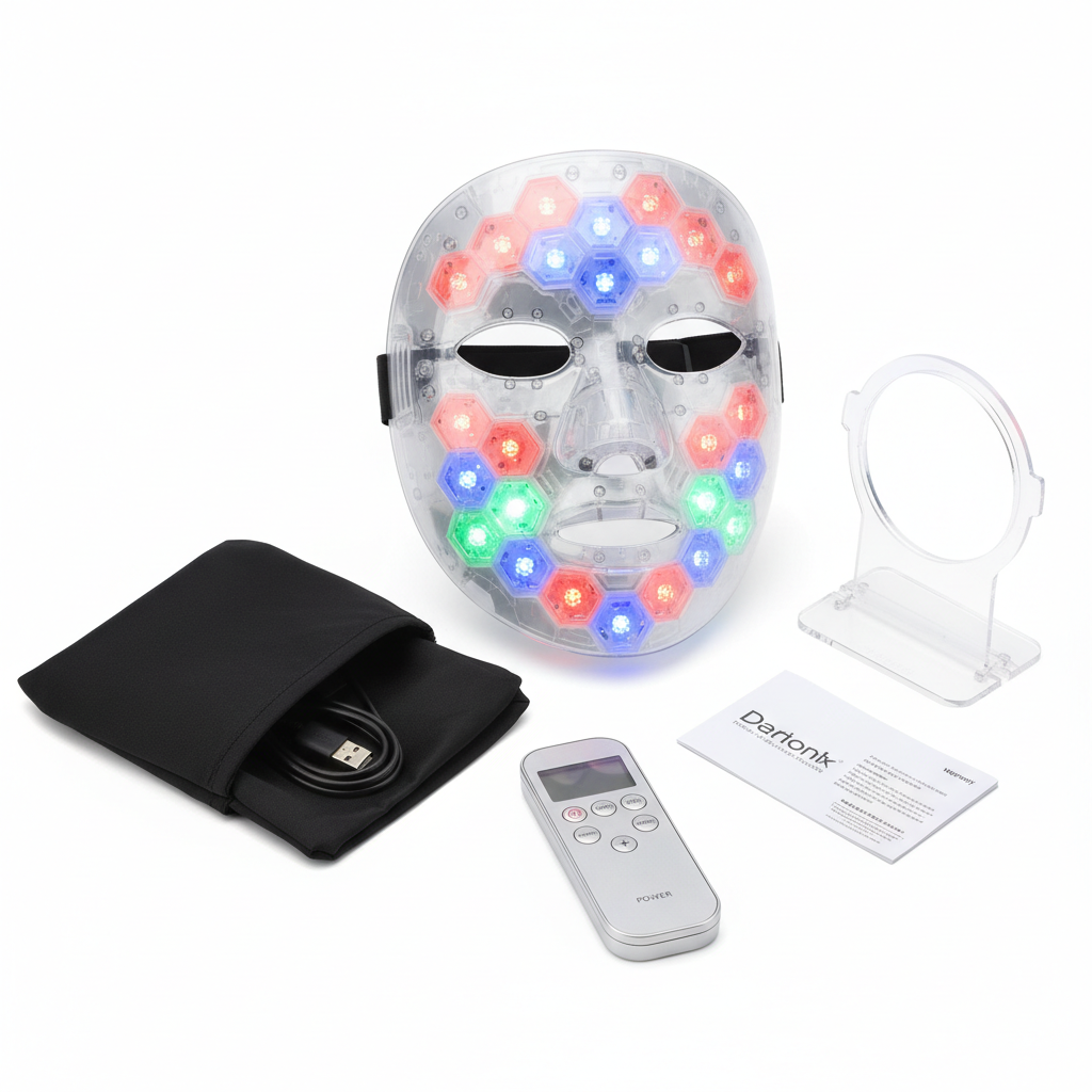 Masque LED affiché avec télécommande et accessoires complets