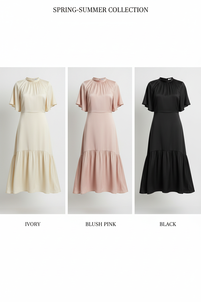 Robe midi en soie - Collection Printemps-Été Mavero