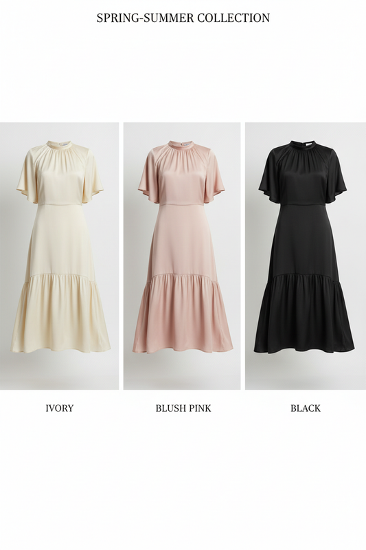 Robe midi en soie - Collection Printemps-Été Mavero
