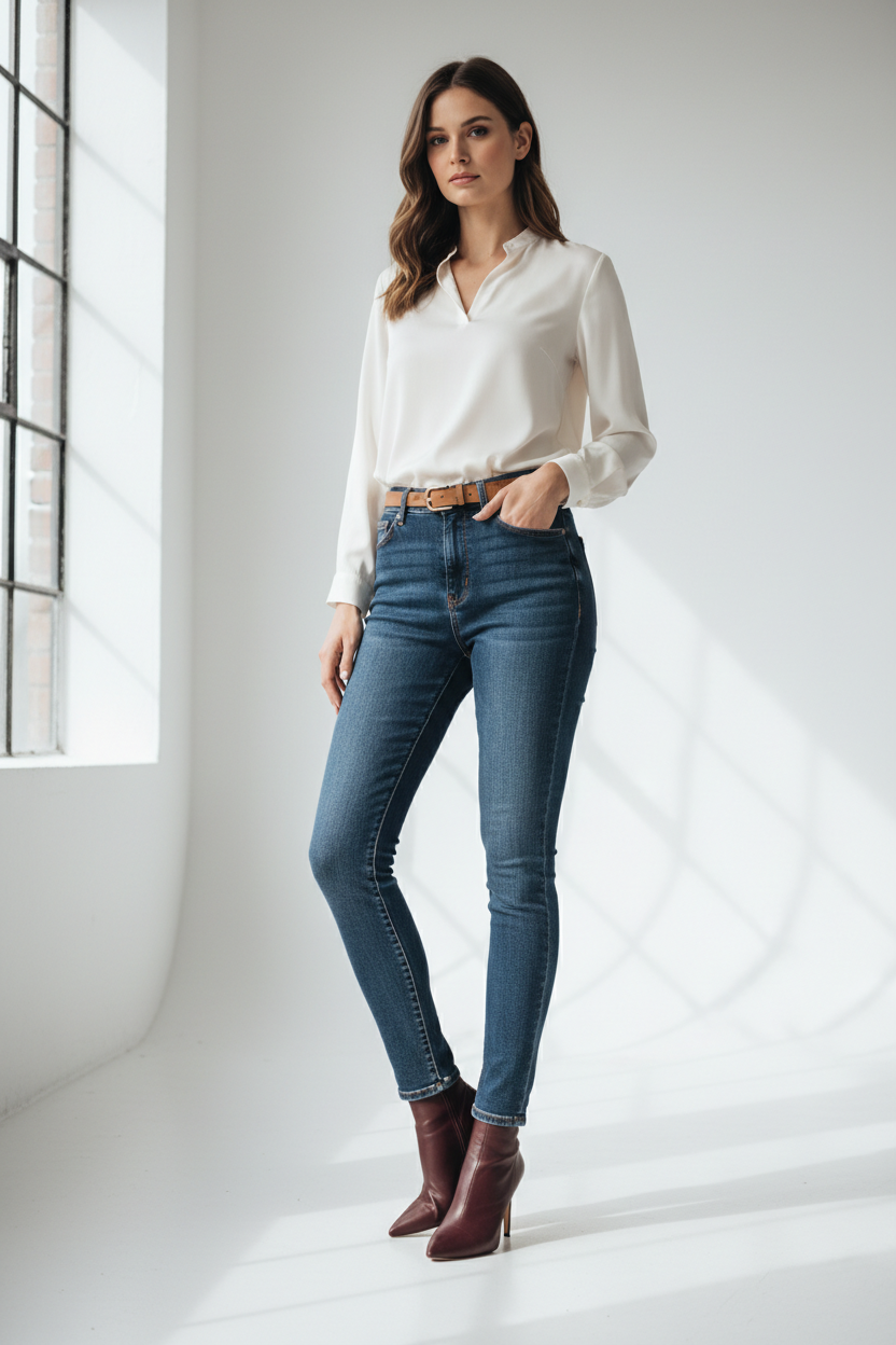Jean Skinny Taille Haute Femme
