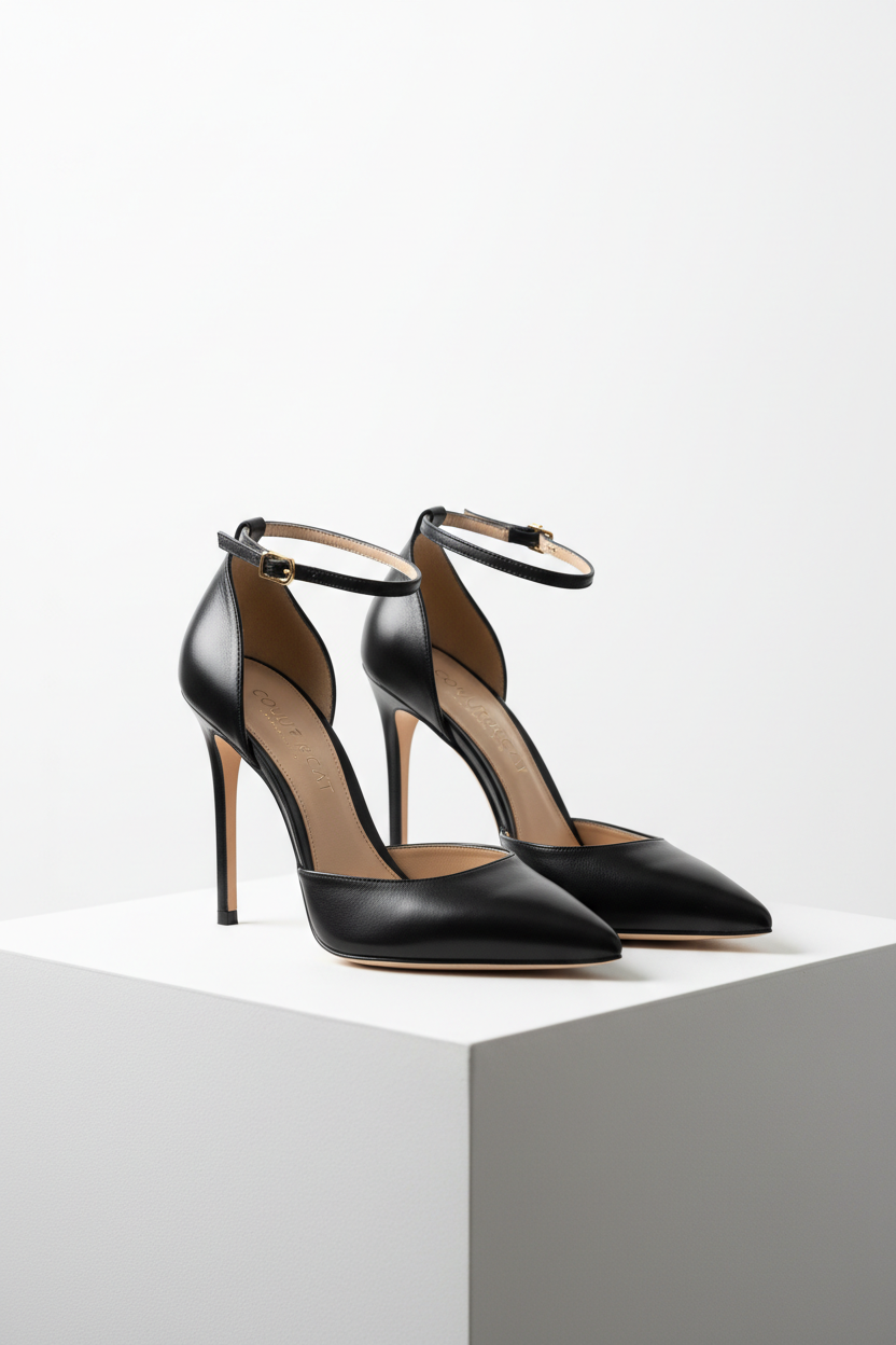 Escarpins luxueux pour femme en cuir véritable, talon aiguille élégant
