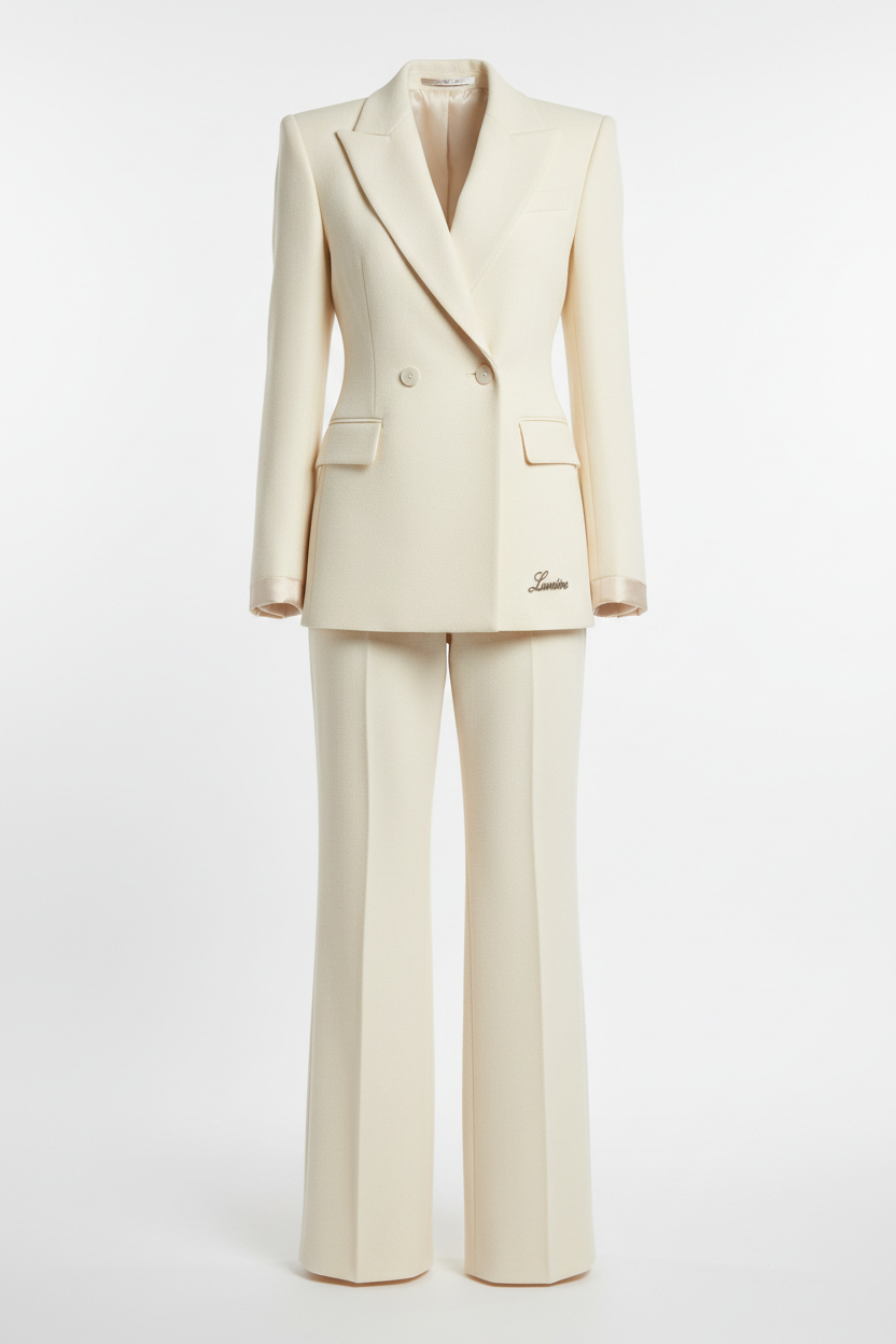 Tailleur blazer luxueux pour femme en laine premium, coupe structurée élégante