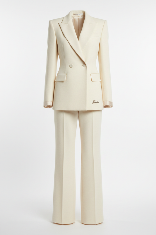 Tailleur blazer luxueux pour femme en laine premium, coupe structurée élégante