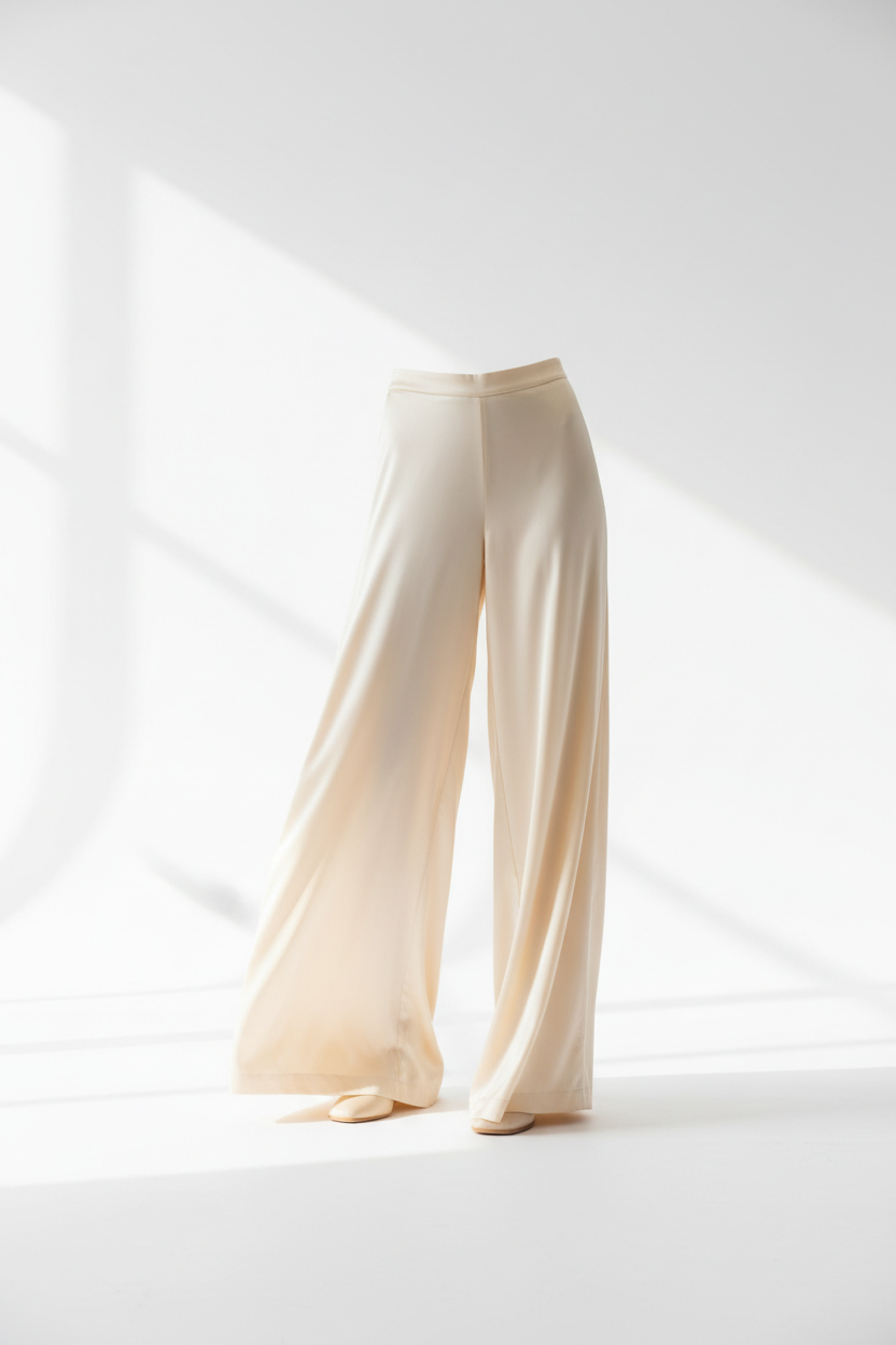 Pantalon palazzo luxueux en soie pure pour femme, coupe ample et fluide