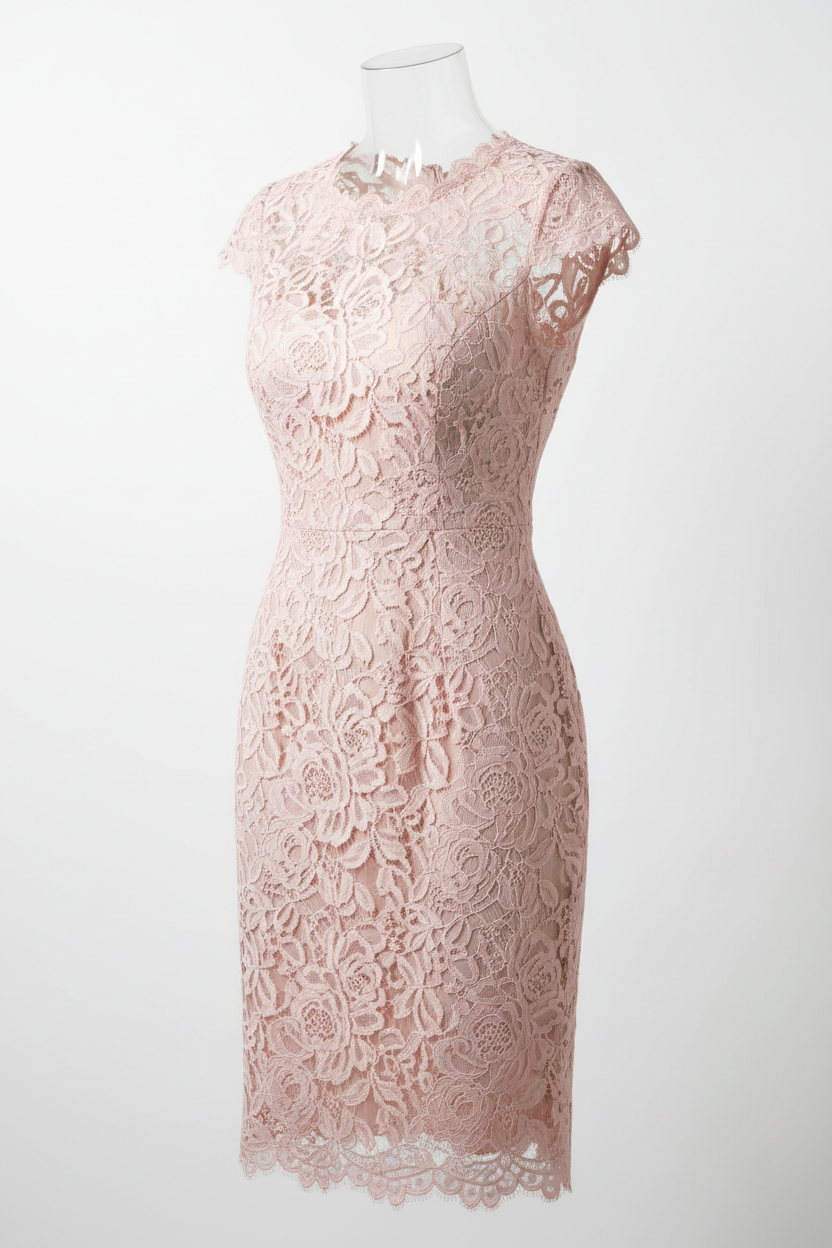 Robe cocktail luxueuse en dentelle florale pour femme, coupe ajustée élégante