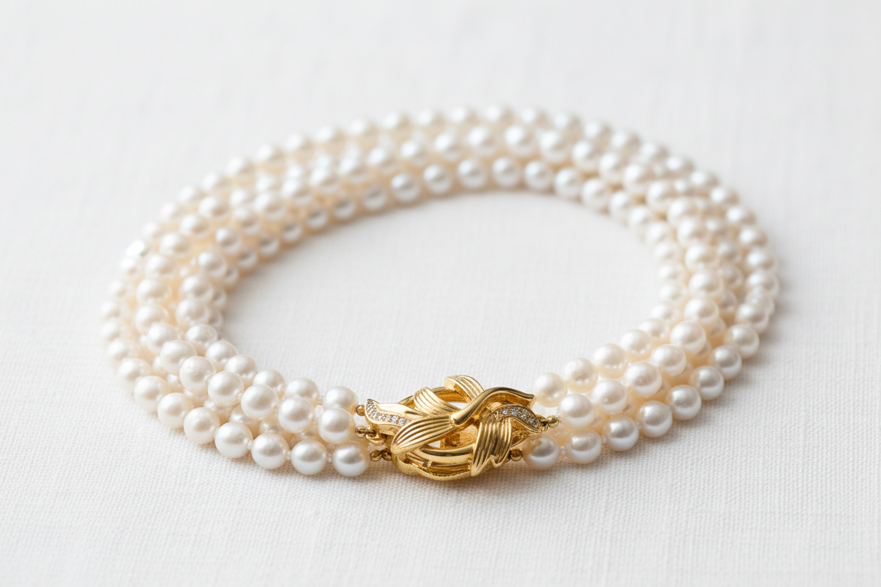 Collier luxueux multi-rangs en perles d'eau douce naturelles pour femme avec fermoir doré