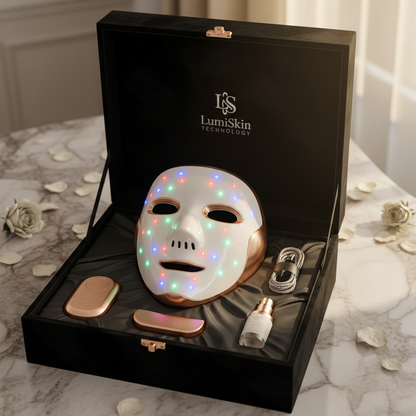 Écrin de luxe avec masque LED 7 couleurs appareil beauté