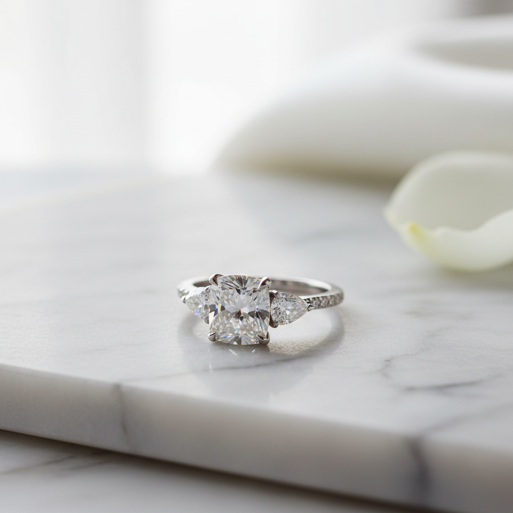 Bague de fiançailles trilogie avec 3 diamants