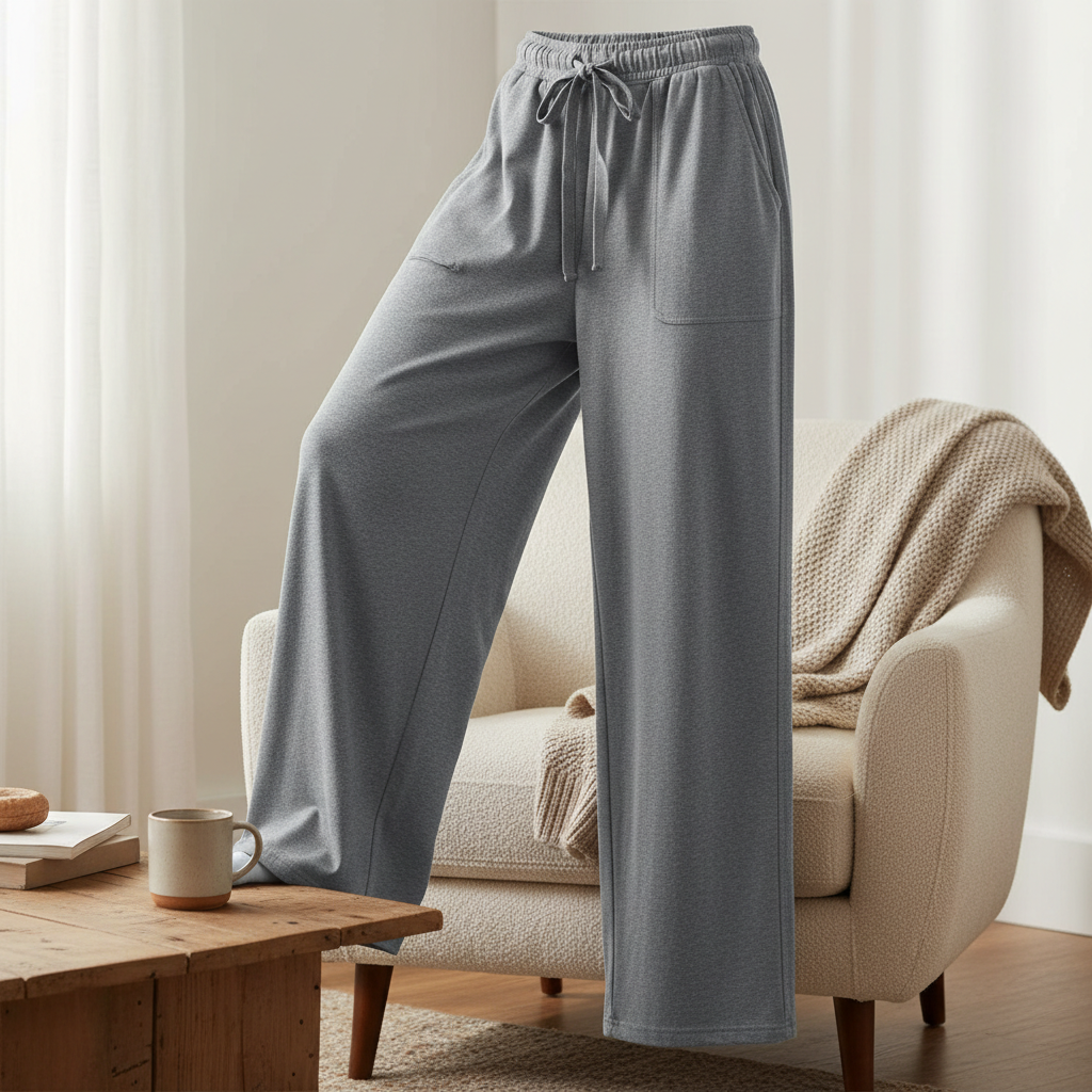 Pantalon de détente à jambes larges et fluides