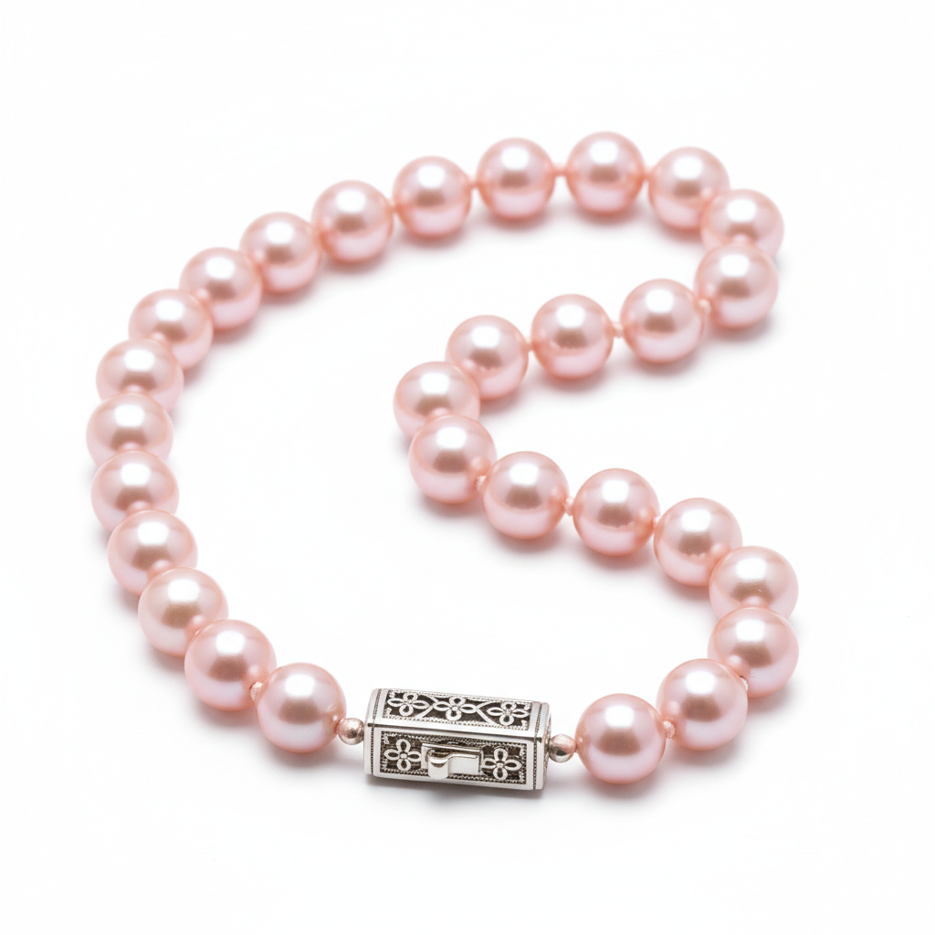 Fermoir argent perles roses