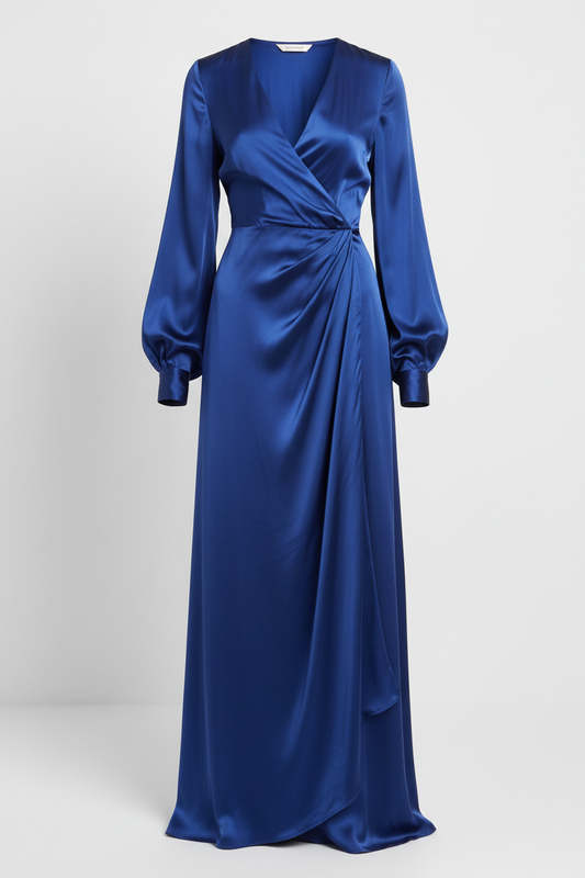 Robe wrap luxueuse en soie pure pour femme, coupe flatteuse et élégante