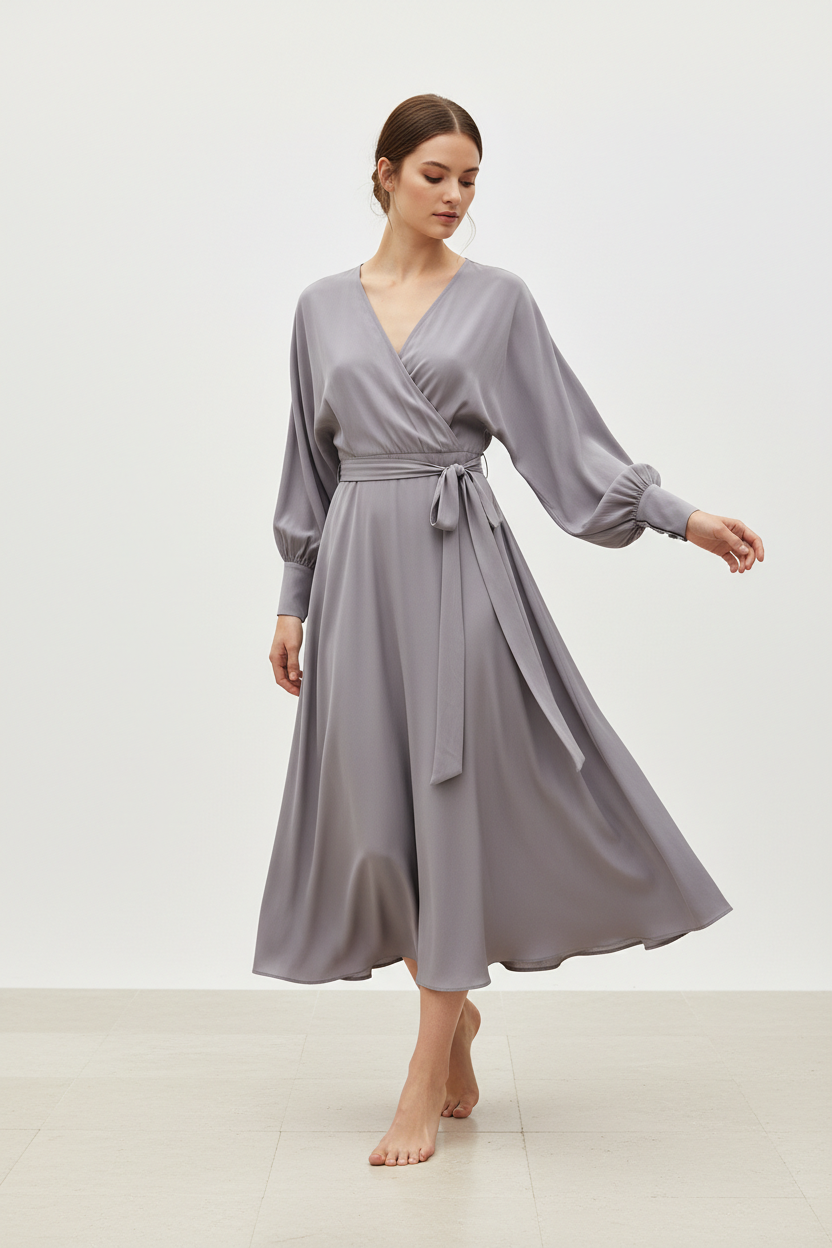 Robe midi élégante pour femme - féminine et polyvalente