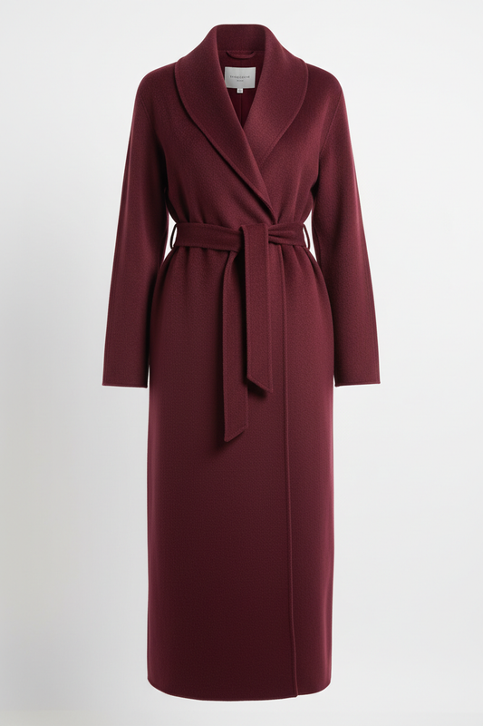 Manteau luxueux en cachemire pur pour femme, coupe longue élégante avec ceinture