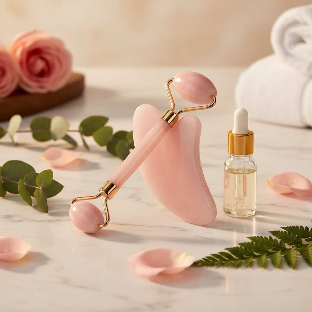 Rouleau Gua Sha Vibrant Quartz Rose - Mavero