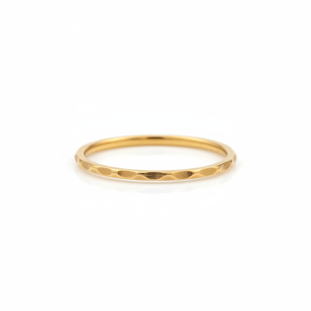 Bague empilable or martelé 14K