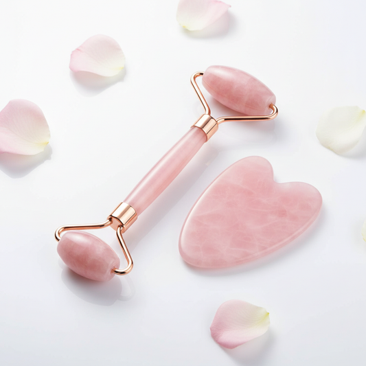 Rouleau et Gua Sha en Quartz Rose